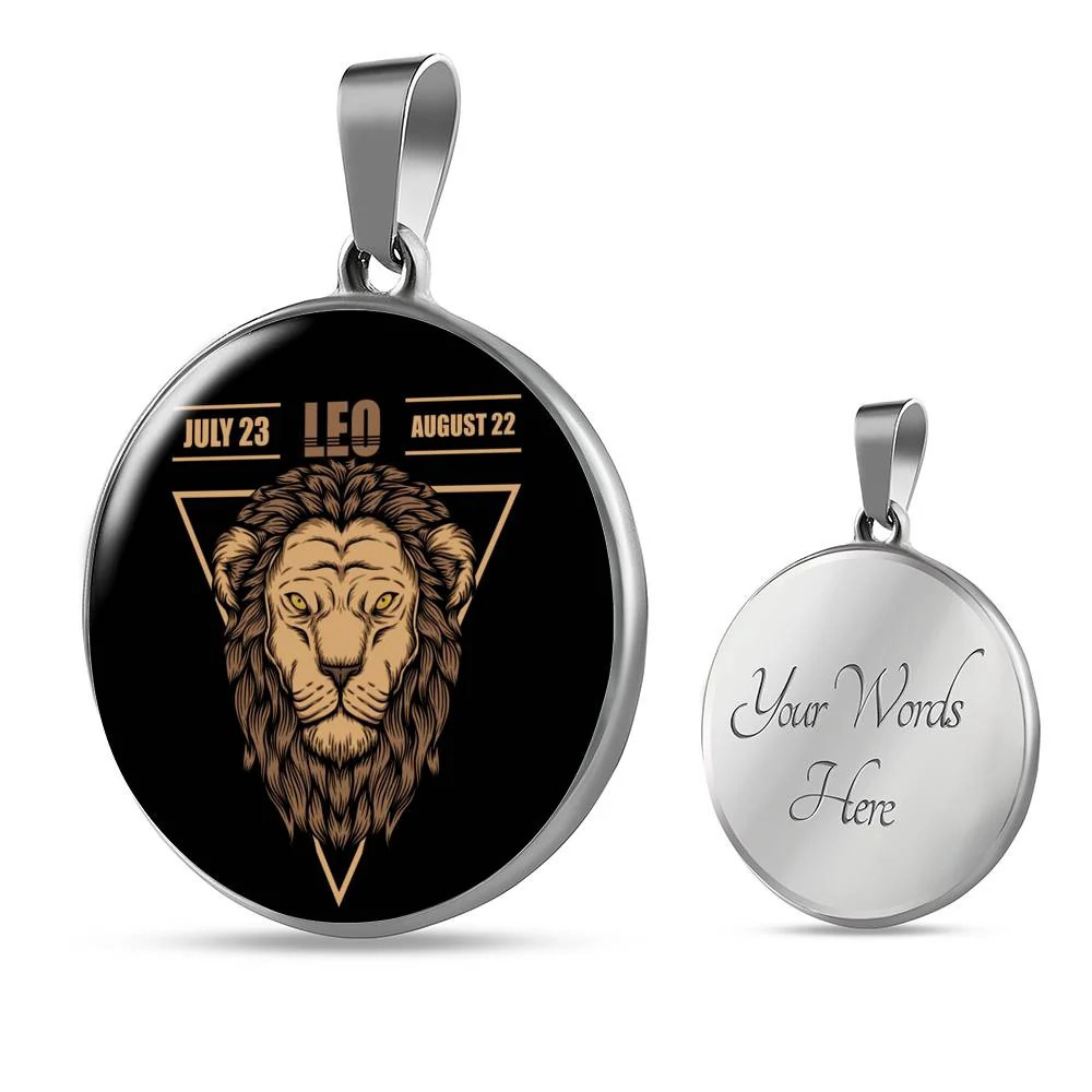Leo Astrological Zodiac Sign NecklaceCircle Pendant Necklace Stainless Steel 24
